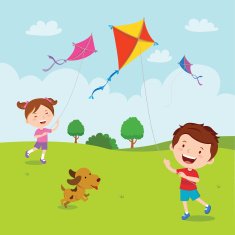 Kids playing kites