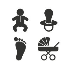 Baby infants icons Buggy and dummy symbols N4