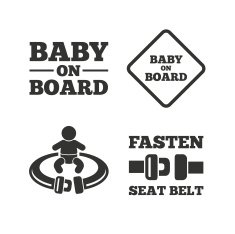 Baby on board icons Infant caution signs N3