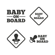 Baby on board icons Infant caution signs N7