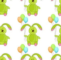Seamless background with rabbits and balloons N2