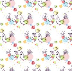 Seamless background with birds in love