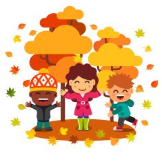 Mixed race kids having fun and playing with leaves