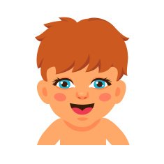 Newborn baby face smiling and watching