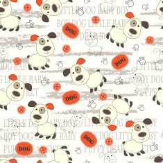 Seamless pattern with dogs paws bones and lettering N2
