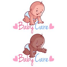 Two toddler Vector illustration on a white background Baby car