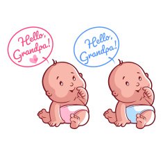 Two cute toddler Card for grandpa Hello Grandpa!
