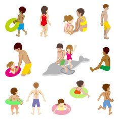 Swimwear kids sets Isolated