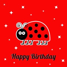 Happy Birthday card with lady bug ladybird Flat