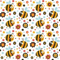 seamless cute pattern maked with bee and circles for kids N2