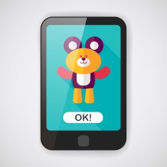 teddy bear flat icon with long shadow eps10 N3