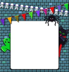Halloween elements with empty banner