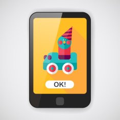 toy car flat icon with long shadow N2