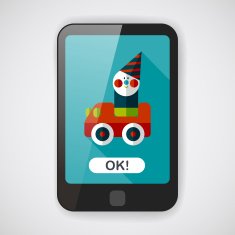toy car flat icon with long shadow N6