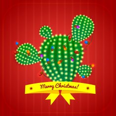 Christmas cactus tree vector illustration