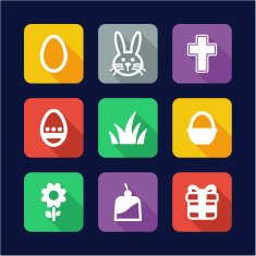 Easter Icons Flat Design