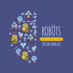 Vector decorating design made of robots N6