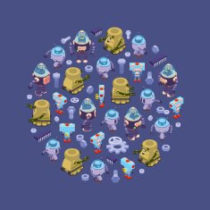 Vector decorating design made of robots N7