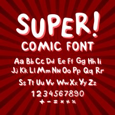 Creative comic font Alphabet in style of comics pop art N3