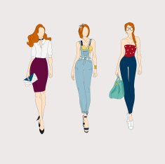 Hand drawn fashion models N2