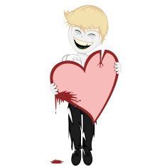 Zombie boy with a bloody heart
