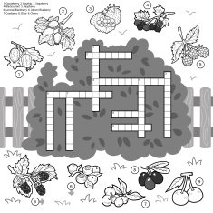 Vector crossword education game for children about berries