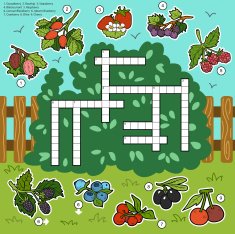 Vector crossword education game for children about berries N2