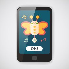 Butterfly music toy flat icon with long shadow eps10