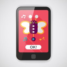 Butterfly music toy flat icon with long shadow eps10 N2