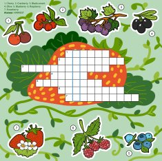 Vector color crossword education game about berries