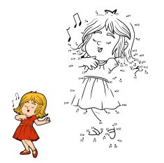 Numbers game for children little girl is singing