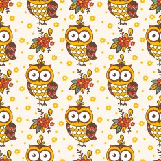 Seamless pattern with owls