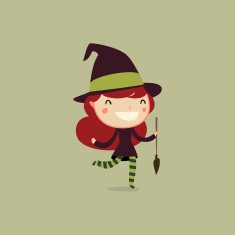 halloween kids witch girl vector character