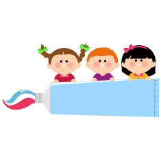 Kids dental hygiene holding toothpaste