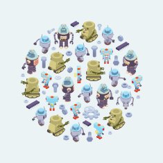 Vector decorating design made of robots N12