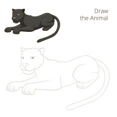 Draw the animal panther educational game vector illustration