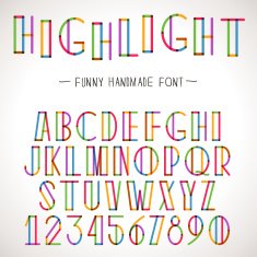 Vector Colorful Alphabet with highlighter lines N2