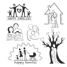 Family Icons Set Editable For Your Design