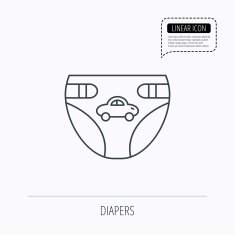 Diaper with car icon Child underwear sign