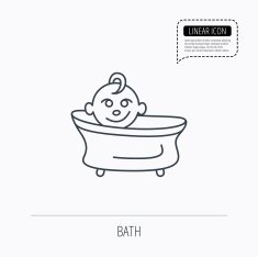 Baby in bath icon Toddler bathing sign N2