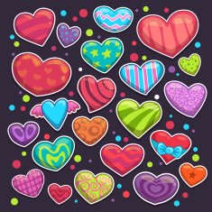 Heart stickers set