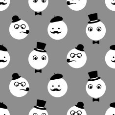 Seamless pattern with abstract funny cartoon male faces