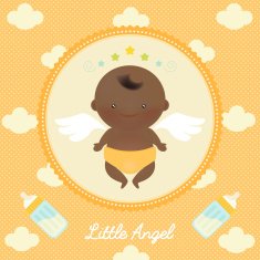 Cute Angel Baby with Milk Bottle