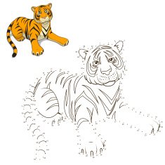 Draw the animal tiger educational game vector illustration N2