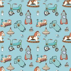 Baby child toys hand drawn elements seamless pattern