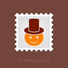 American Pilgrim children stamp Thanksgiving day