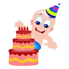 Cute Baby Birthday cake and hat