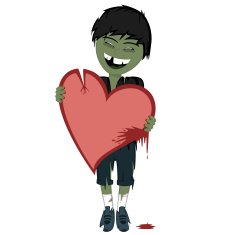 Zombie boy with a bloody heart N2