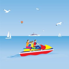 Family on a jet ski vacation