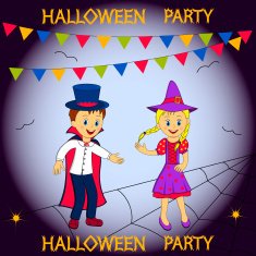 boy and girl at a party Halloween